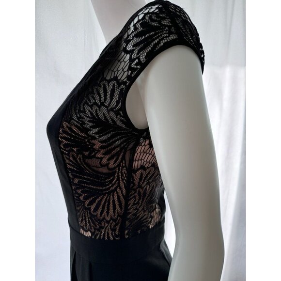 BCBGMAXAZRIA Women's Romper Finn Designer Black Nude Lace Size 0 - Picture 7 of 10